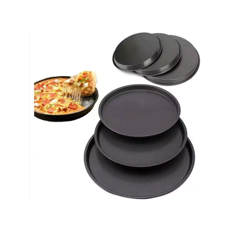 Marble coated Carbon Steel Pizza Pan Set - Black (3 Piece)