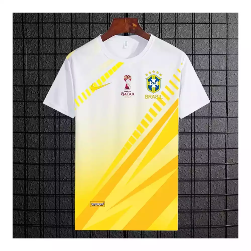 Short Sleeve Brazil Jersey - Yellow and White