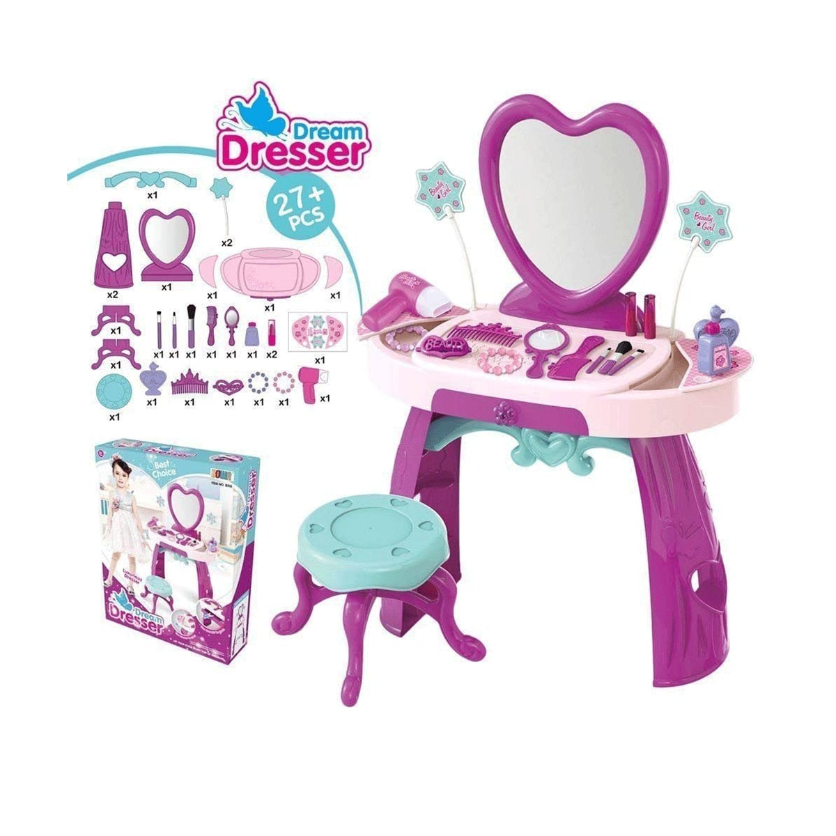 Dream Dresser Girls Pretend Play Dressing Table 27 pcs