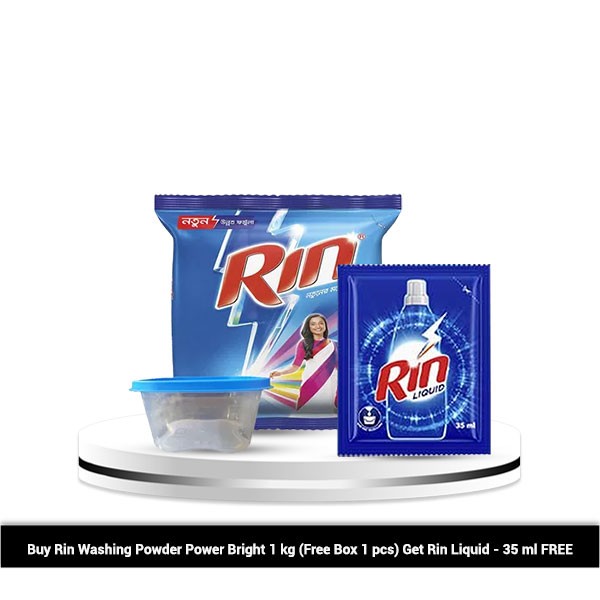 Buy Rin Washing Powder Power Bright 1 kg (Free Box 1 pcs) Get Rin ...